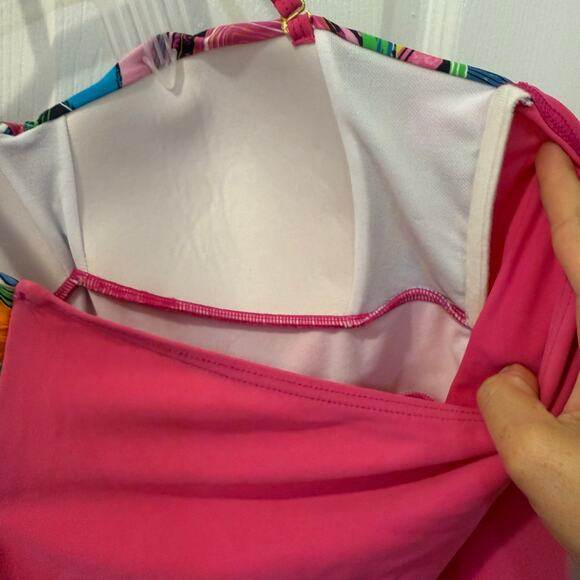 Hula Moon by Jam's World‎ hot pink retro print top tankini bathing suit top M - Picture 9 of 10